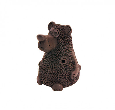 Керамика Щипановых SB06 - Свистулька большая Медведь, черная