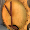 Купить бубен шаманский "изгоняющий дьявола" диаметр 70 см, кожа оленя.
