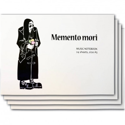 Нотная тетрадь, обложка с рисунком Ozzy "Memento mori" формат А5, 24 листа.